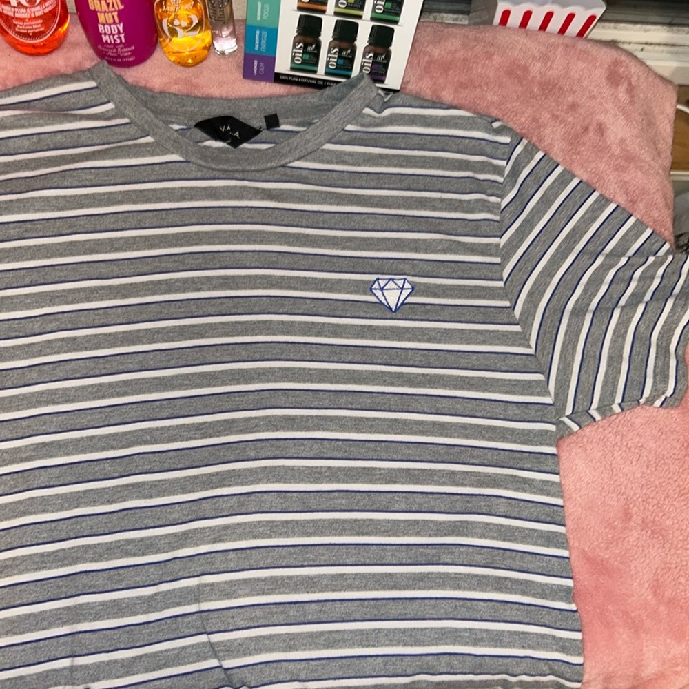 Gray Striped men's T- Shirt 
Oversized 
Diamond Design